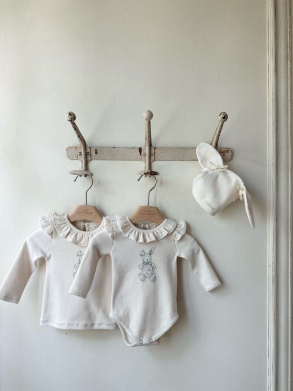 小兔子荷葉邊領長袖上衣 包屁衣 