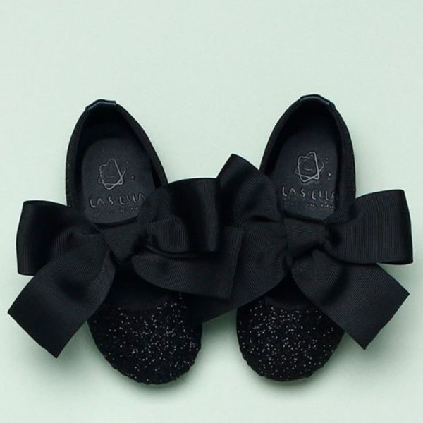 大緞帶閃亮芭蕾娃娃鞋 