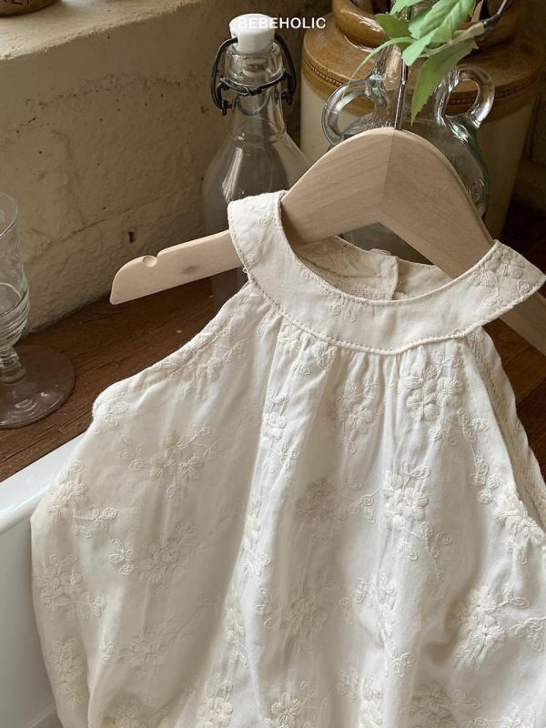 長春藤花紋寶寶款氣質連身服 Bebe holic Korea,韓國童裝,韓國Bebe holic,奶茶系寶寶,女寶穿搭