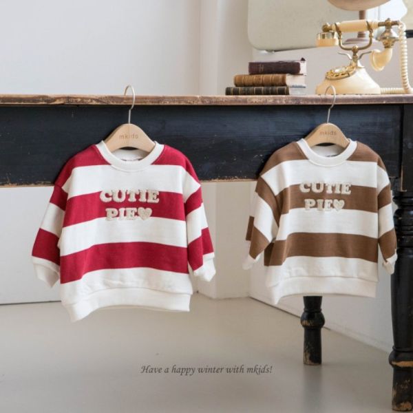 可愛條紋長袖大學T 姊妹裝,M Kids,童裝