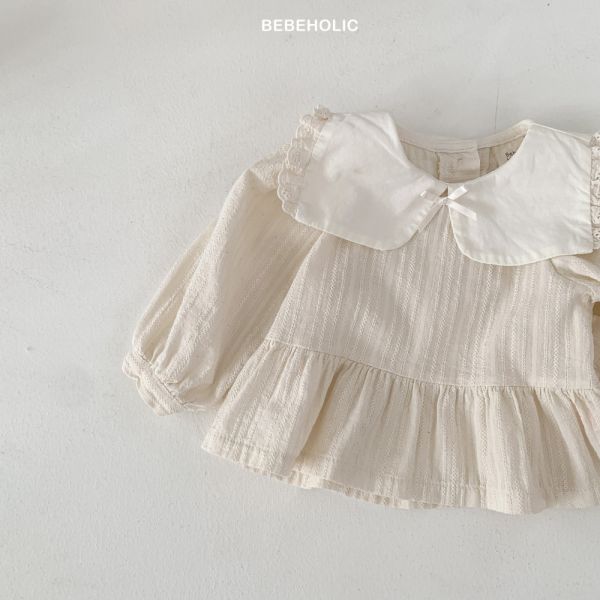 蝴蝶結花邊翻領縮口上衣 姊妹裝 