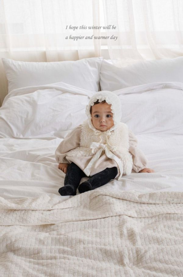 針織小花邊綁帶軟帽 