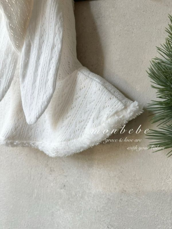 森林小兔寶針織滾邊連帽斗篷 