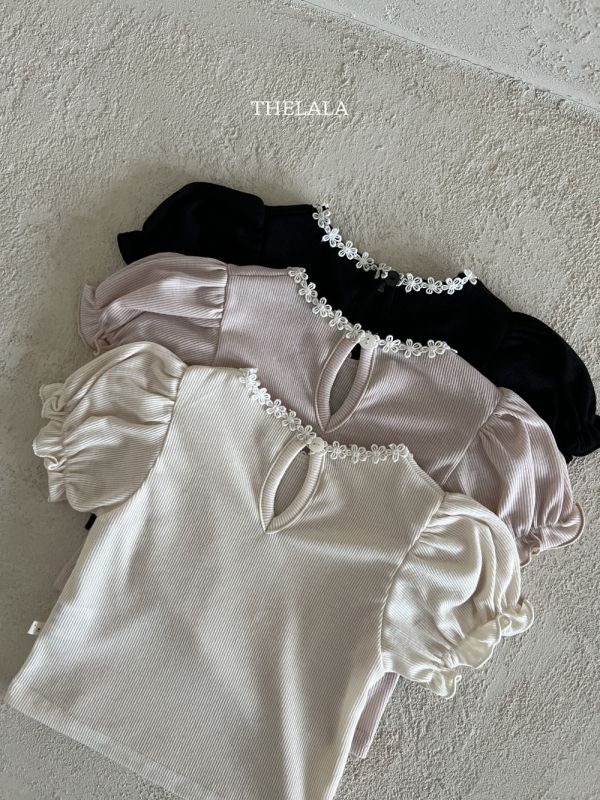 小花領公主泡泡袖上衣 姊妹裝 
