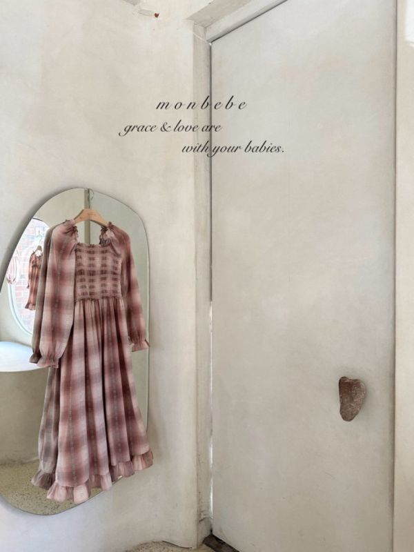 秋天的日落 親子系列大人款長洋裝 monbebe korea,韓國童裝,Monbebe,韓國Monbebe童裝