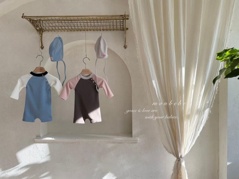 Monbebe 泳裝 莫蘭迪色寶寶連身游泳服（附泳帽） 