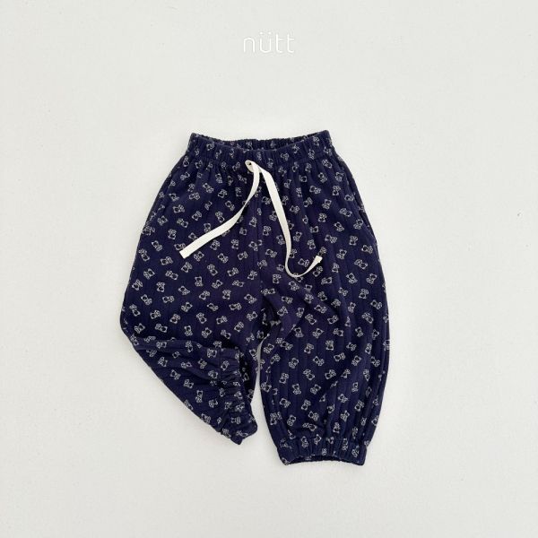 滿版熊熊印花束口棉褲 