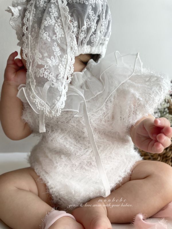 透紗蝴蝶結雪絨包屁衣 monbebe Korea,monbebe,monbebe代購童裝