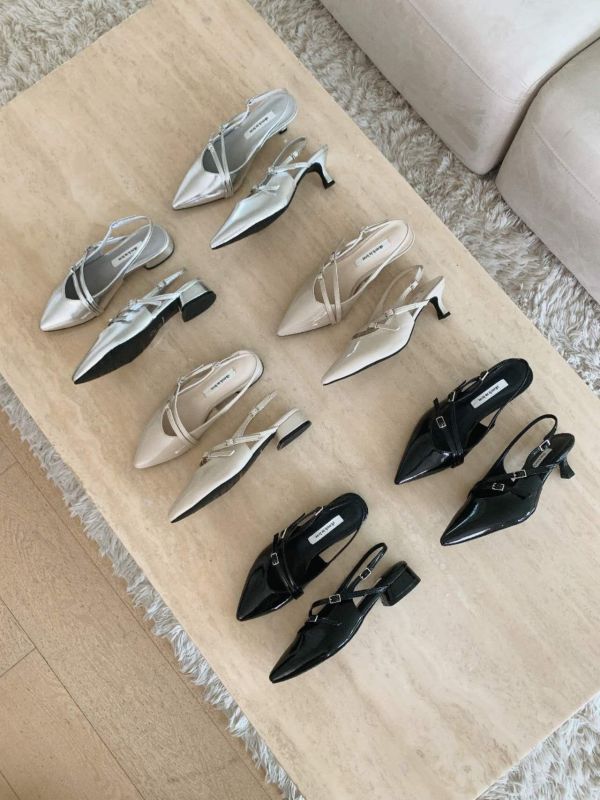 法式尖頭交叉設計感細跟鞋 粗跟鞋 