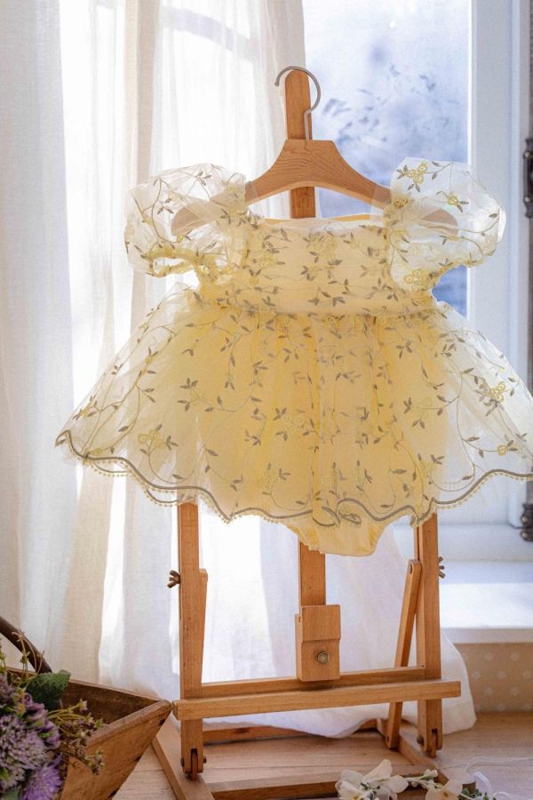 Bebe 童話公主玫瑰刺繡紗裙寶寶套裝 