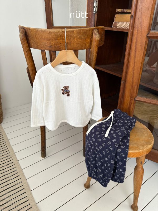 羅紋針織小熊長袖上衣 