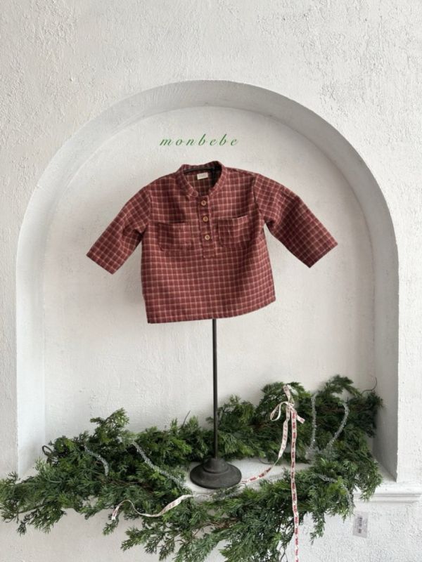 小童款 英式格紋小立領襯衫 