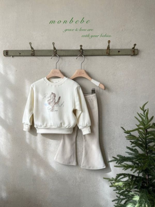 親子系列 貓咪插畫印花長袖衛衣 包屁衣」 