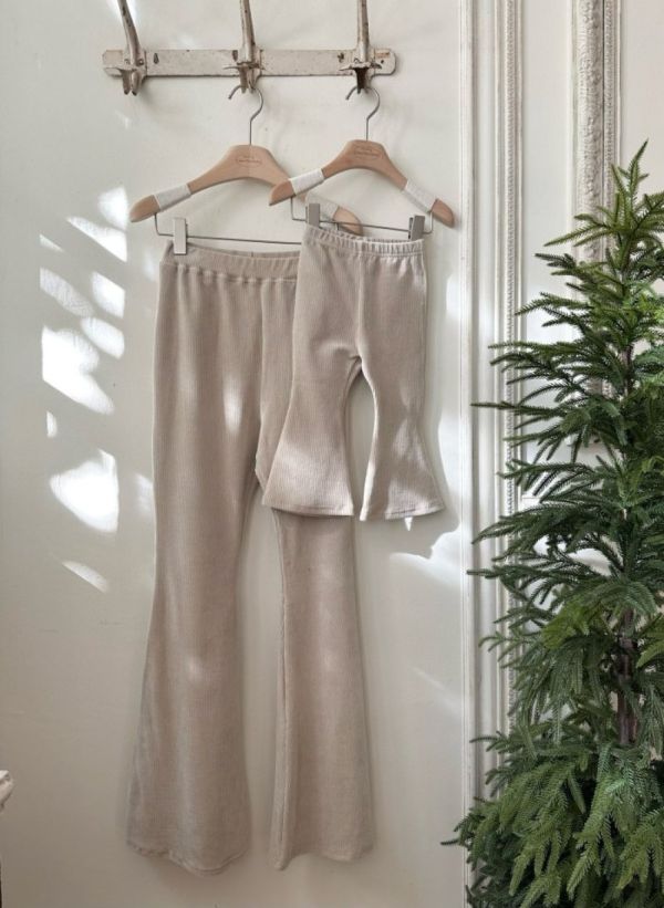 親子系列 羅紋棉質喇叭褲 