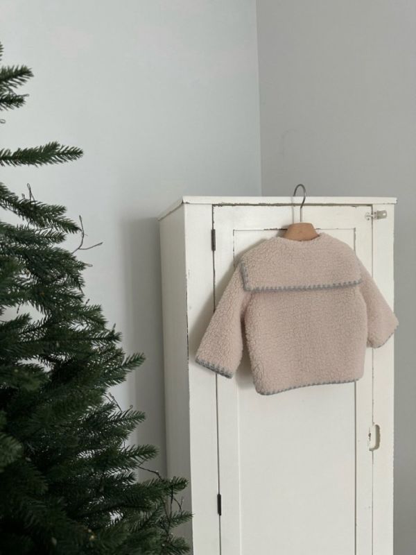 小熊系縫線邊絨毛外套 