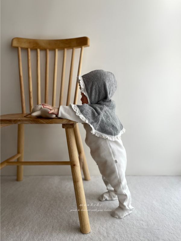 針織蕾絲花邊連披風 monbebe korea,monbebe,童裝代購