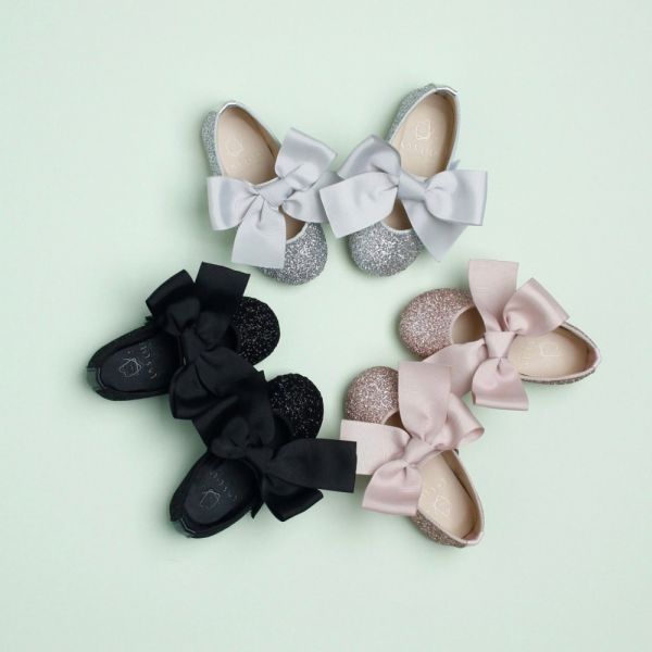 大緞帶閃亮芭蕾娃娃鞋 