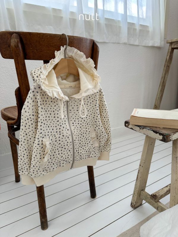 荷葉邊碎花連帽外套 