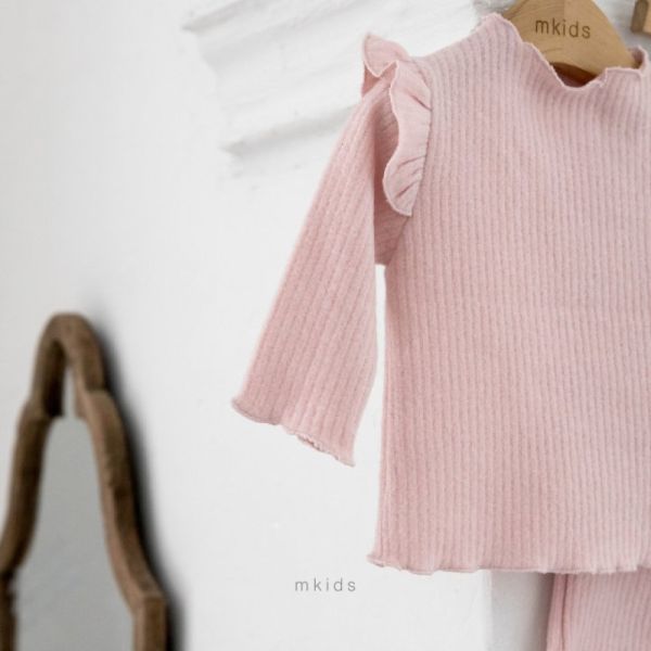 木耳邊羅紋棉居家套裝 