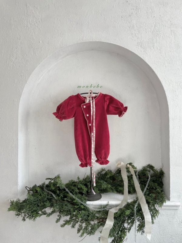 斜襟小牙邊寶寶連身衣 