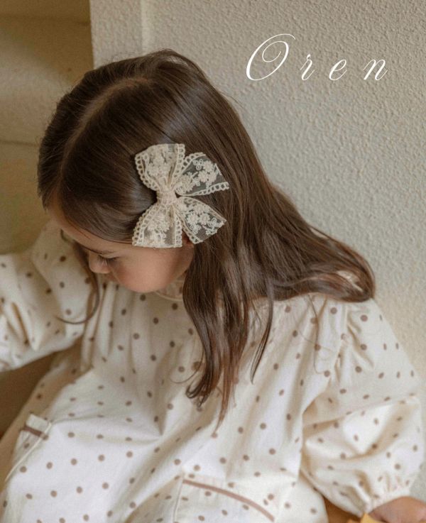 緹花蕾絲蝴蝶結髮夾 