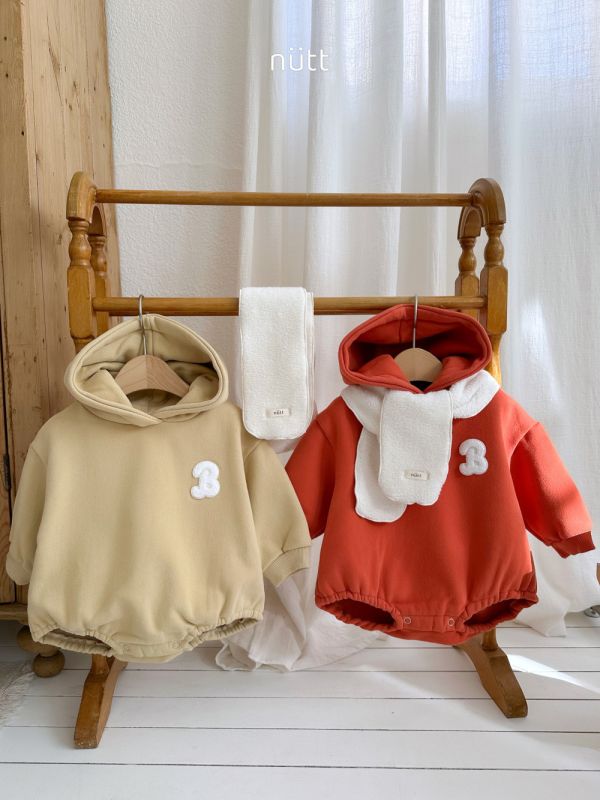 Dori連帽圍巾套裝 寶寶冬裝,帽T,橙色童裝