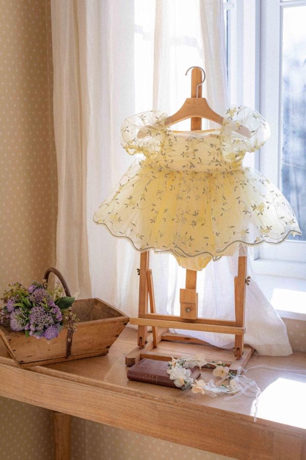 Bebe 童話公主玫瑰刺繡紗裙寶寶套裝 