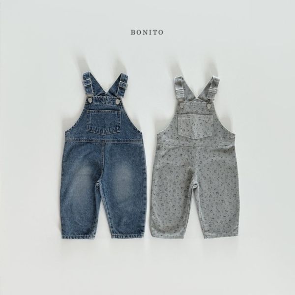 百搭牛仔碎花背帶褲 