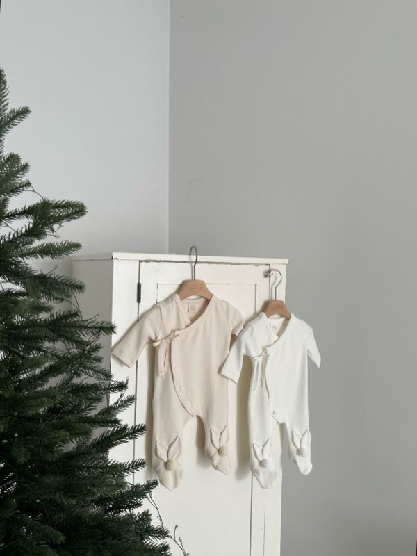 小兔兔毛球寶寶踩腳連身服(帽另售) Monbebe Korea,monbebe,laurababy,蘿拉衣櫥,仙女媽咪親子裝