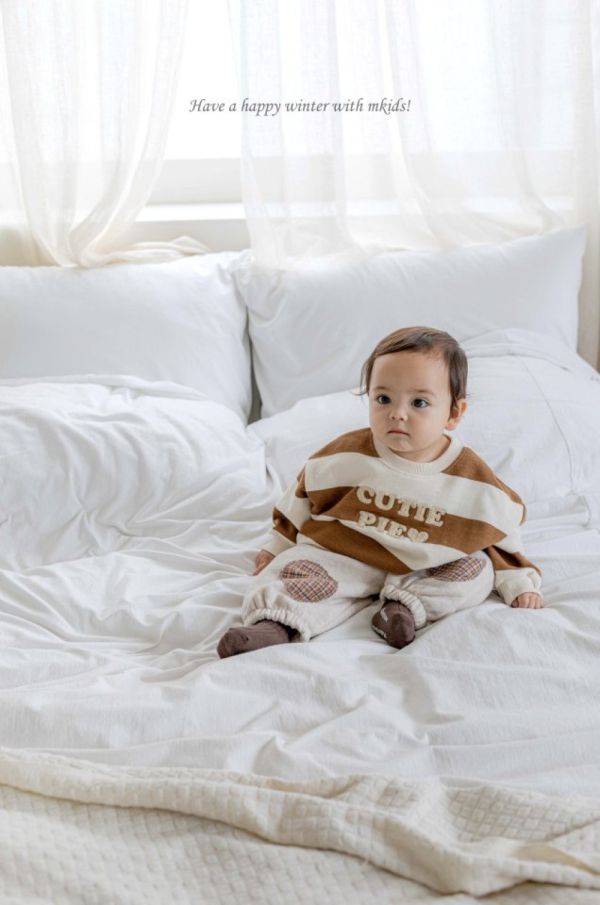 格紋補丁休閒棉褲 