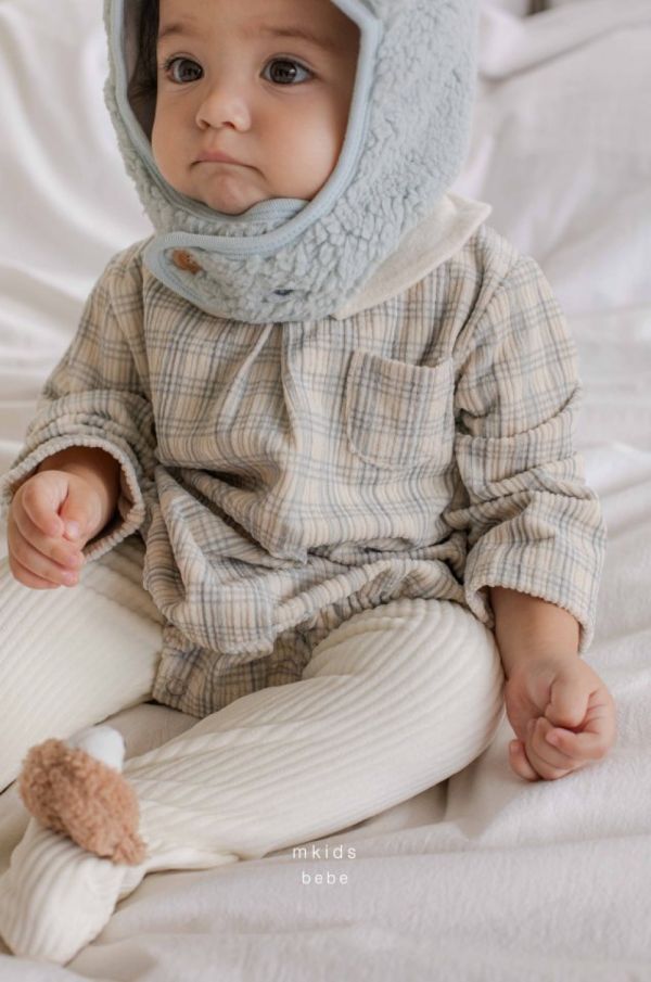 經典小格紋娃娃領包屁衣 