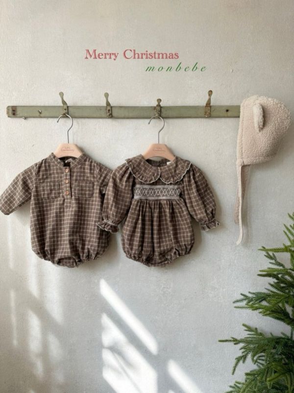 女寶款 打褶繡花格紋包屁衣 姊妹裝 