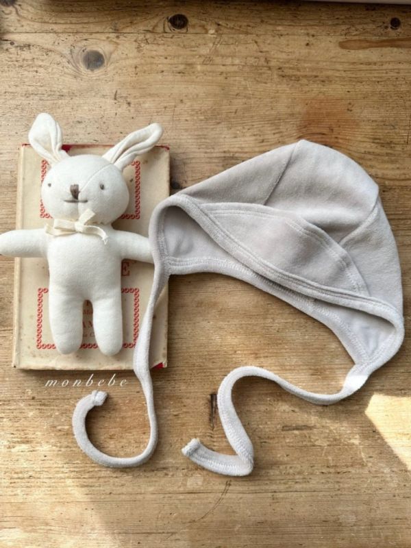 寶寶綁帶棉絨軟帽 