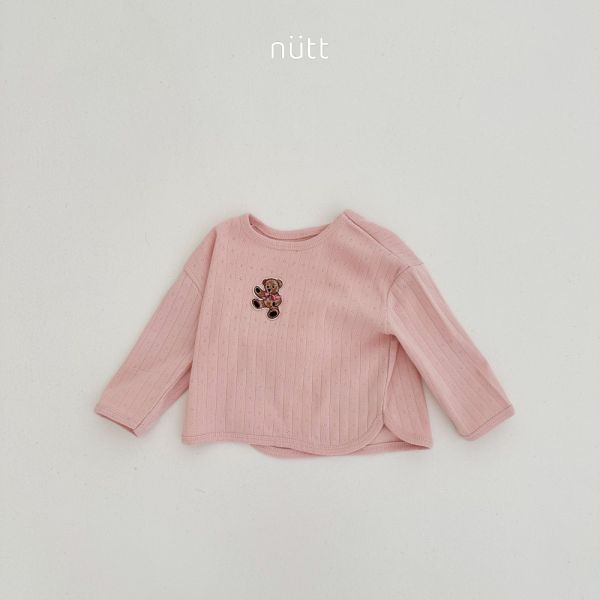 羅紋針織小熊長袖上衣 