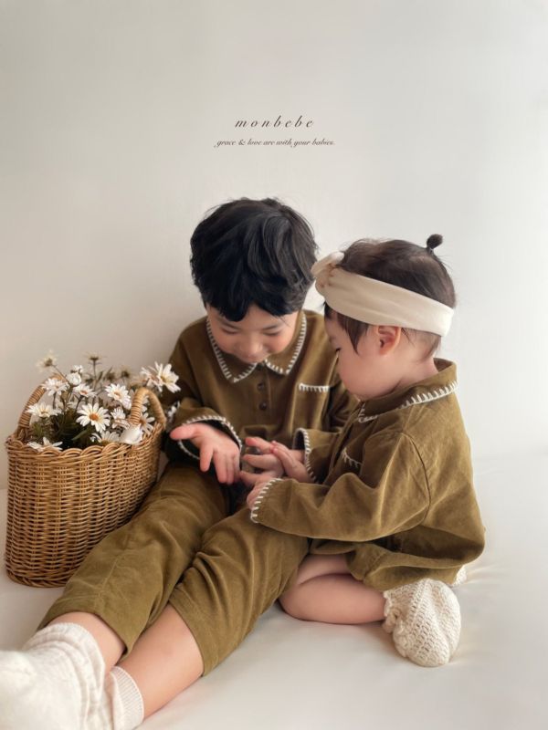 路易斯法式考邊寶寶長袖領連身衣 