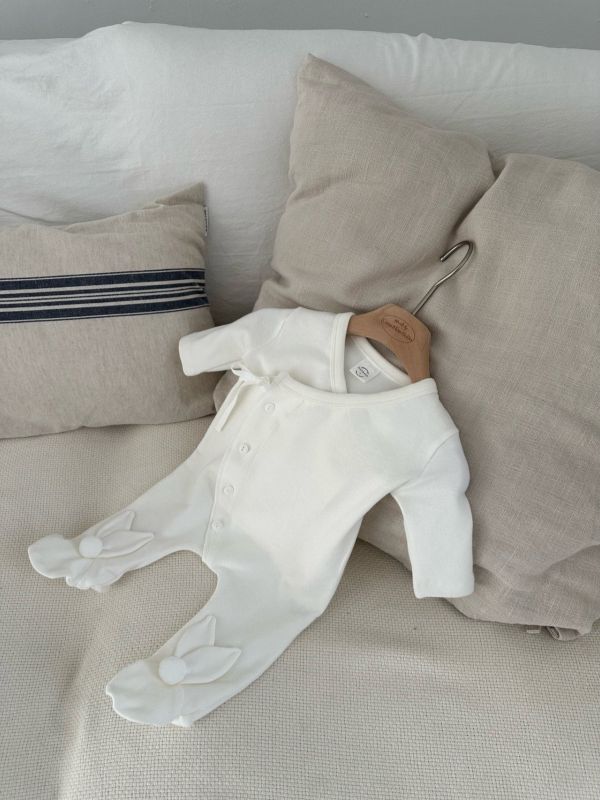 小兔兔毛球寶寶踩腳連身服(帽另售) Monbebe Korea,monbebe,laurababy,蘿拉衣櫥,仙女媽咪親子裝