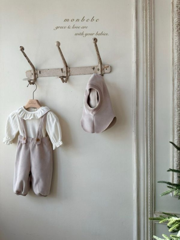 小小探險家細坑條吊帶褲 