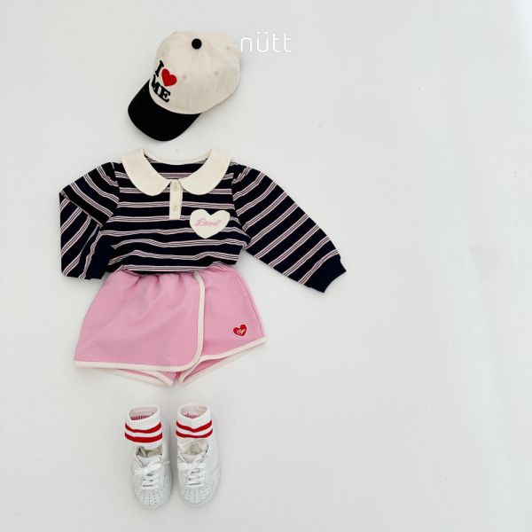 滾邊愛心刺繡布標褲裙 