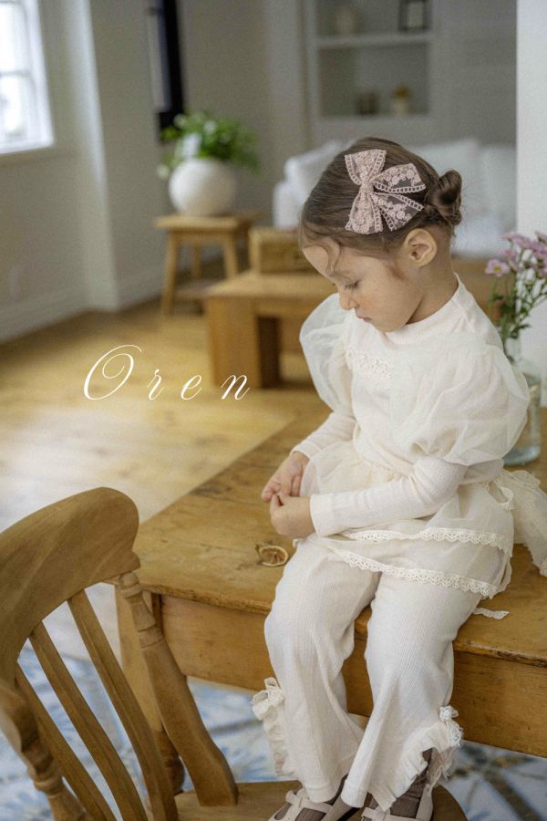 緹花蕾絲蝴蝶結髮夾 