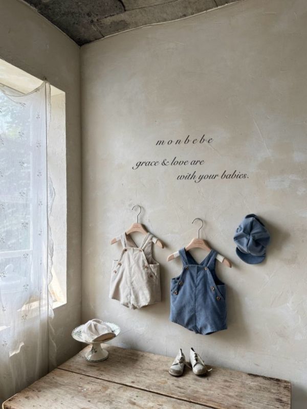 經典燈芯絨鈕扣吊帶褲 帽子另售 