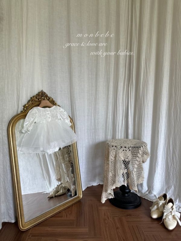 小天使蕾絲紗洋裝 象牙色包屁裙 