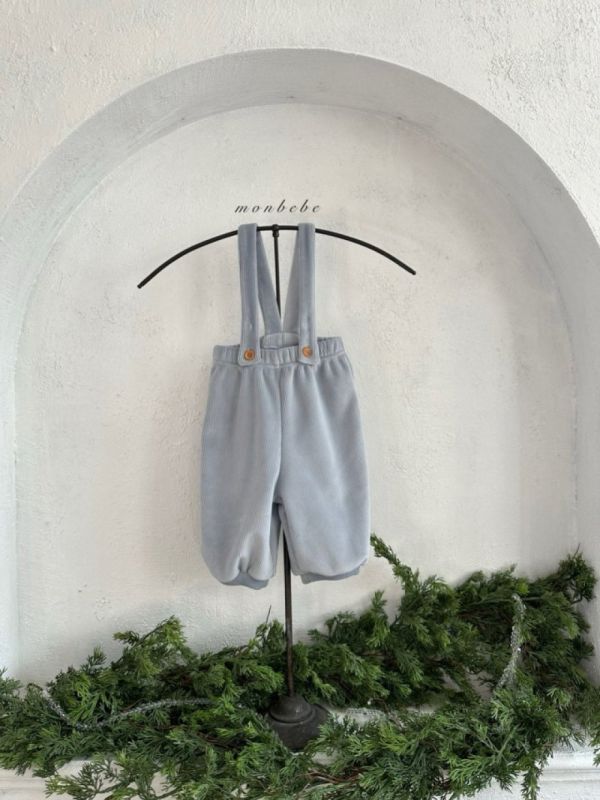 小小探險家細坑條吊帶褲 