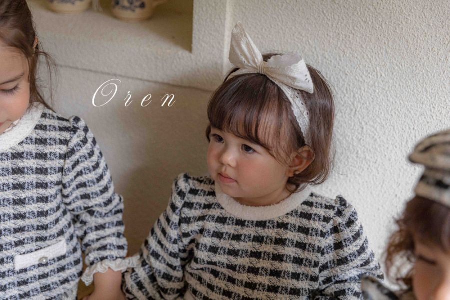 Bebe-小花刺繡蝴蝶結髮帶 