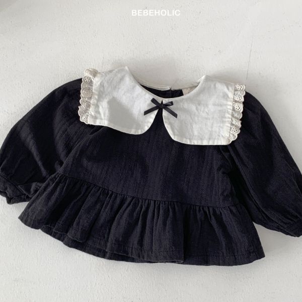 蝴蝶結花邊翻領縮口上衣 姊妹裝 
