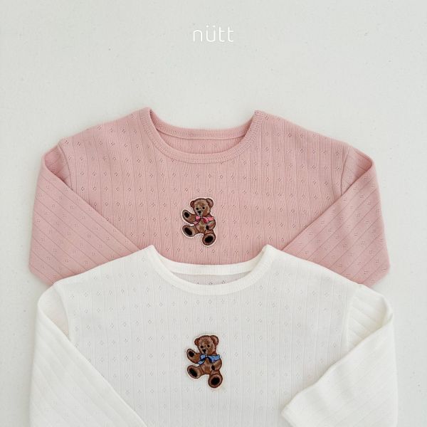 羅紋針織小熊長袖上衣 