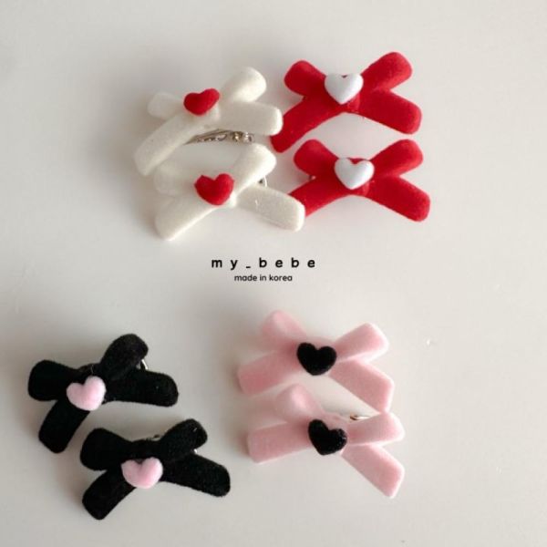 韓國手工髮飾 迷你髮帶愛心髮夾頭飾 （一組2入） 