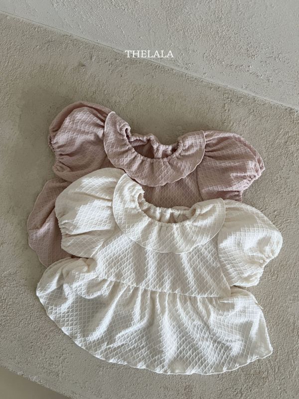 菱格紋泡泡袖洋裝 姊妹裝 