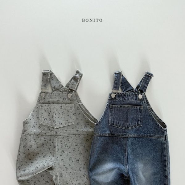 百搭牛仔碎花背帶褲 