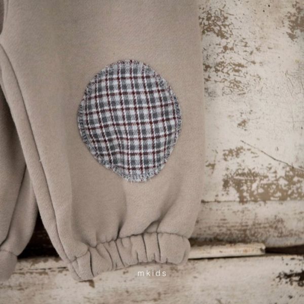 格紋補丁休閒棉褲 