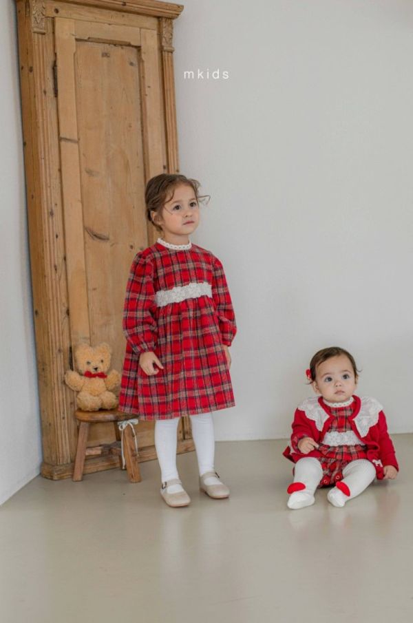 英倫復古紅格紋洋裝 包屁衣 